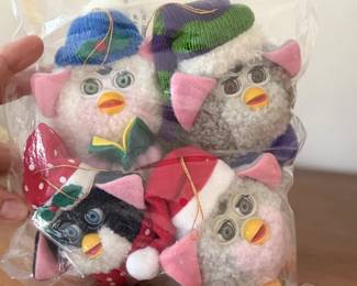 Original Set  of 4 Furby Holiday Hanging Ornaments 