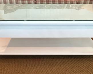 White Coffee Table with Glass Top