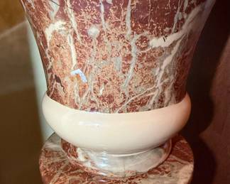Faux Marble Ceramic Pedestal with Urn