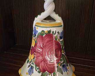 Hand-Painted Ceramic Bell with Floral Motif - Made in Italy Style