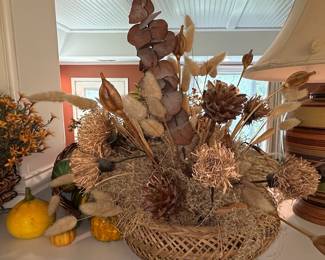 Artificial Floral Arrangements in Wicker Baskets