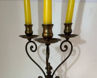 Brass and Wood Candelabra