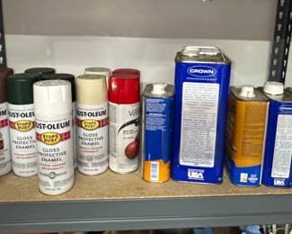Assorted Spray Paints and Solvents