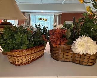 Artificial Floral Arrangements in Wicker Baskets