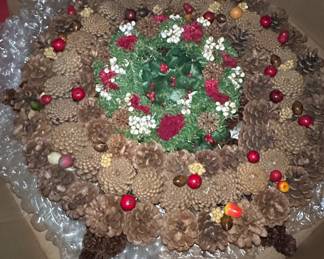 Pinecone and Berry Wreath Centerpiece, Handmade in TN
