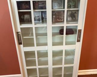 White Sliding Glass Door Media Cabinet