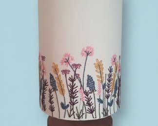 Embroidered Wildflower Drum Lamp