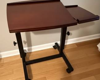 Adjustable Height Rolling Desk with Side Leaf
