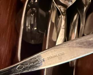 1847 Rogers Bros E.P. Korea & Oneida Stainless Steel Flatware Set with Salad Servers