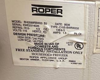 Roper Household Freezer