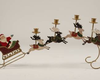 Vintage Santa and Reindeer Sleigh Candelabra