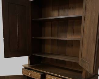 Vintage Dark Wood Step-Back Hutch
