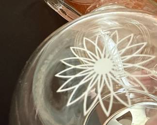 Princess House Heritage Glass Teapot Set with Etched Floral Design