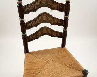 Hitchcock Style Spindle Back Bench, Mirror and Chair with Painted Floral Motif