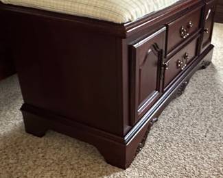 Mahogany Style Storage Chest with Upholstered Seat