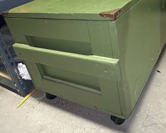 Vintage Green Military Footlocker Style Storage Trunk