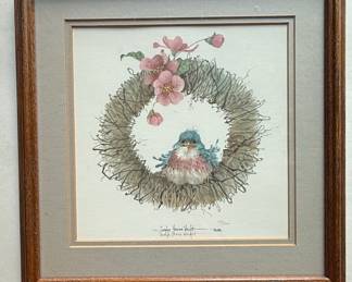 Carolyn Shores Wright "Bluebird in Nest" Limited Edition Print