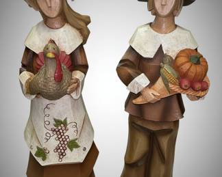 Thanksgiving Pilgrim Couple Figurines
