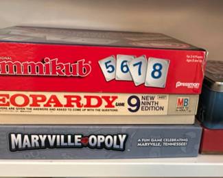 Rummikub, Jeopardy! New Ninth Edition, and Maryville-Opoly Board Games