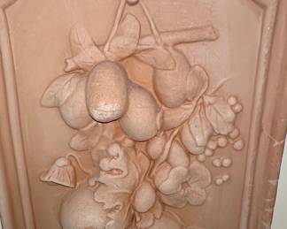 Vintage Fruit Relief Wall Plaques (Set of 2) - Grape and Fruit Motif