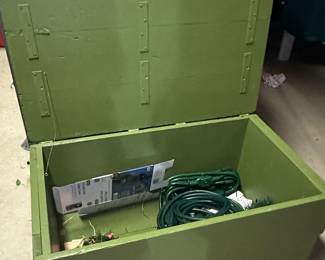 Vintage Green Military Footlocker Style Storage Trunk
