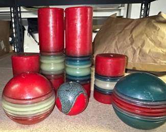 Christmas Themed Layered Candles and Ornaments