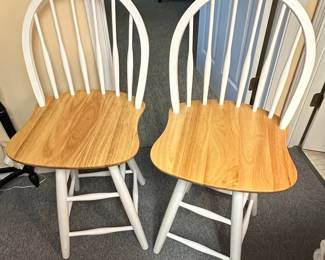 White Spindle Back Counter Stools (Set of 2) - Windsor Style