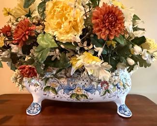 Italian Majolica Style Footed Planter