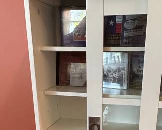 White Sliding Glass Door Media Cabinet