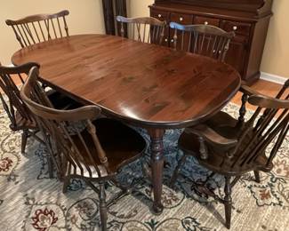 Ethan Allen Solid Wood Dining Set with Six Chairs
