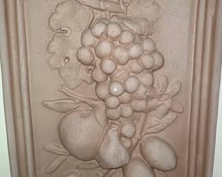 Vintage Fruit Relief Wall Plaques (Set of 2) - Grape and Fruit Motif