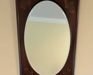 Hitchcock Style Spindle Back Bench, Mirror and Chair with Painted Floral Motif