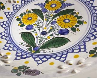Italian Ceramic Pedestal Fruit Bowl