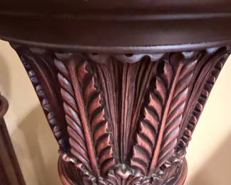 Pair of Dark Wood Fluted Corinthian Pedestal Stands