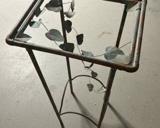 Wrought Iron Plant Stand with Leaf Motif