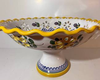 Italian Ceramic Pedestal Fruit Bowl