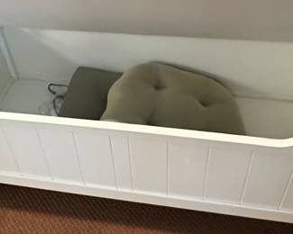 White Wooden Hall Tree with Storage Bench and Paneled Sides