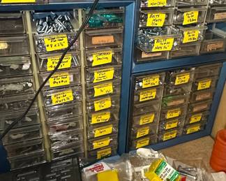 Assorted Hardware and Fasteners Collections with Storage Bins