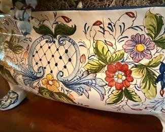 Italian Majolica Style Footed Planter