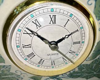 Ceramic Mantel Clock with Leaf Motif