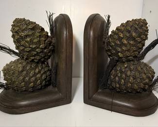Pine Cone and Twig Decorative Bookends