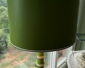 Green and White Stacked Ceramic Table Lamp