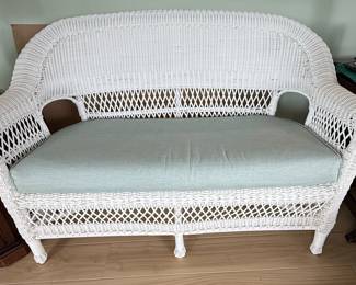 White Resin Wicker Loveseat Style