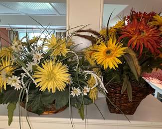 Artificial Floral Arrangements in Wicker Baskets