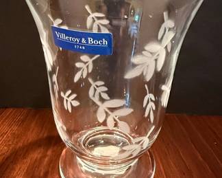 Villeroy & Boch "Helium" Etched Leaves Glass Vase