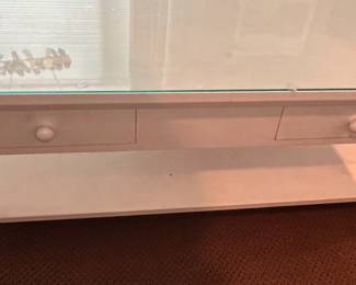 White Coffee Table with Glass Top