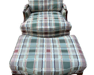 Lot 25: Ethan Allen Upholstered Chair W/ Ottoman