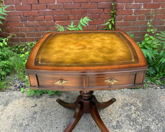 Lot 8: Mid-Century Leather Top One Drawer Table