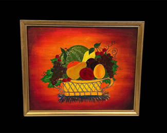 Lot 50: Still Life Folk Art Oil Painting
