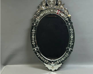 Lot 44: Venetian Glass Oval Mirror Made in France